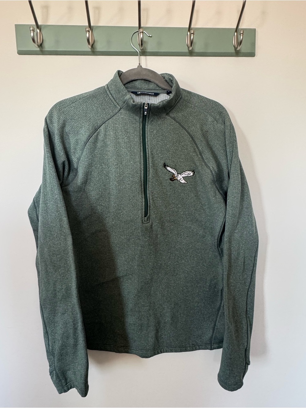 Cutter & Buck Hunter Heather Green Quarter-Zip Pullover Philadelphia Eagles - Picture 2 of 7